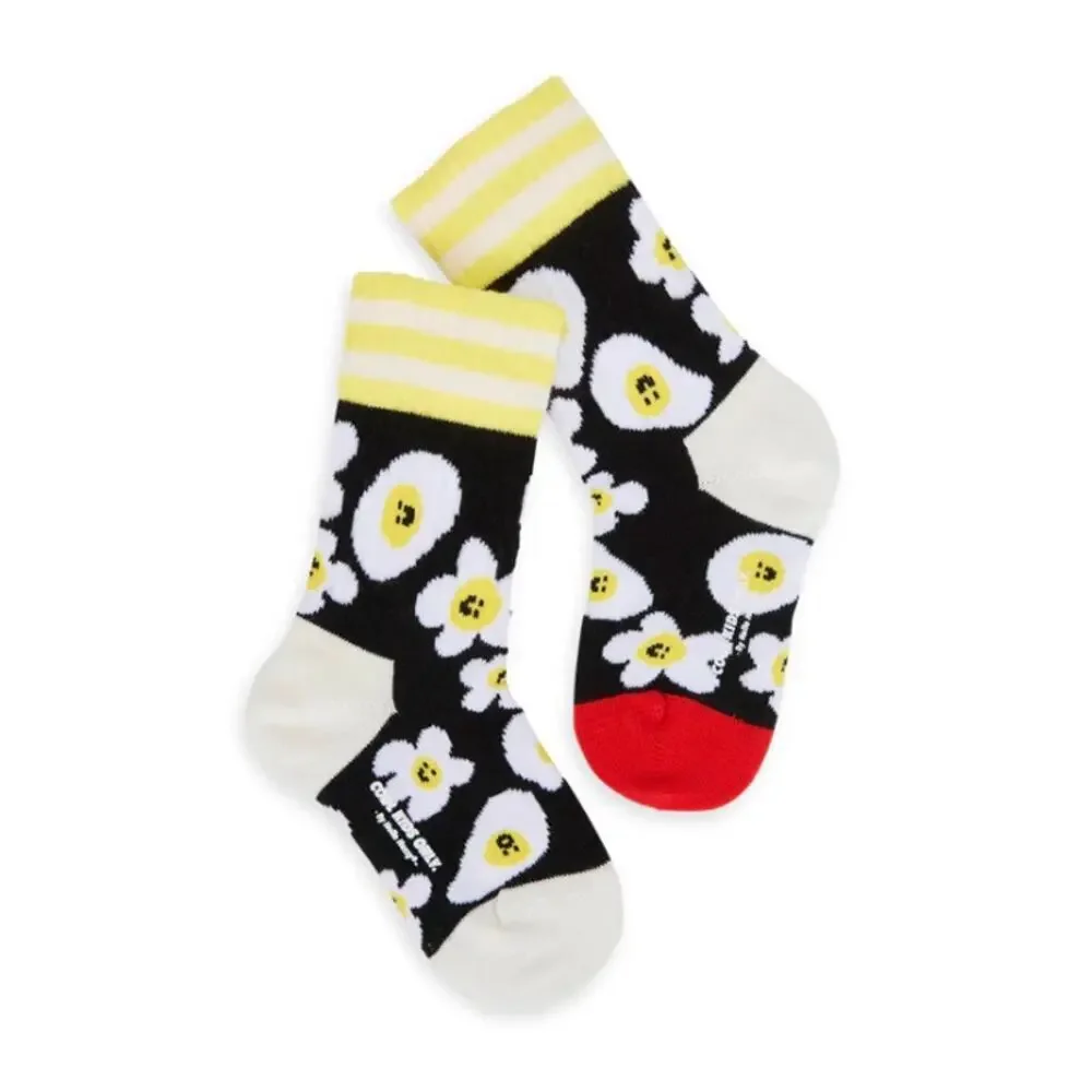 Hello Hossy Egg Print Kids Socks in Black, Size 4-6y​​
